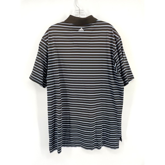 Adidas ClimaLite Mens XL Golf Polo Shirt TPC Sugarloaf Striped Brown Blue White - Picture 7 of 8